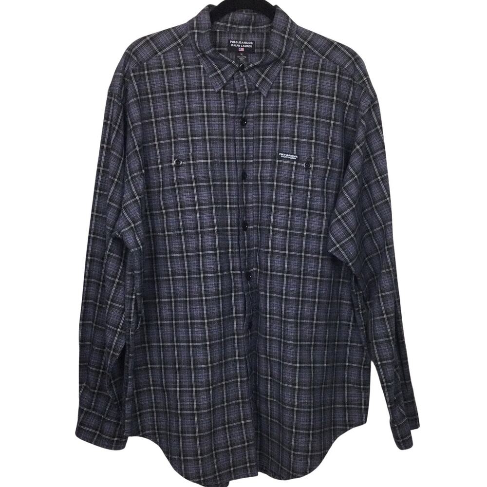 Polo Jeans CO  Ralph Lauren Preppy Casual Plaid Button Down Cotton Shirt Men XL